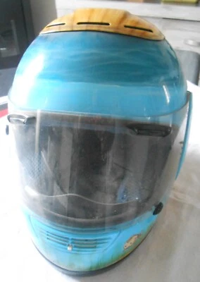 ANCIEN CASQUE MOTO RETRO DECORS PECHE PECHEUR SOPHAR ARAI - Photo 1/4