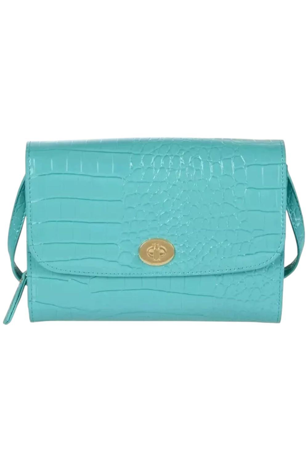Универсальный кошелек Samantha Brown из искусственной кожи Кроко через плечо бирюзового цвета