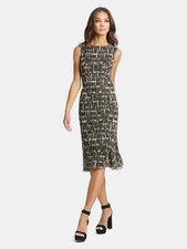 Ieena Mac Duggal Dress NWT Black Gold Metallic Cocktail Midi Retail $380 Size 12