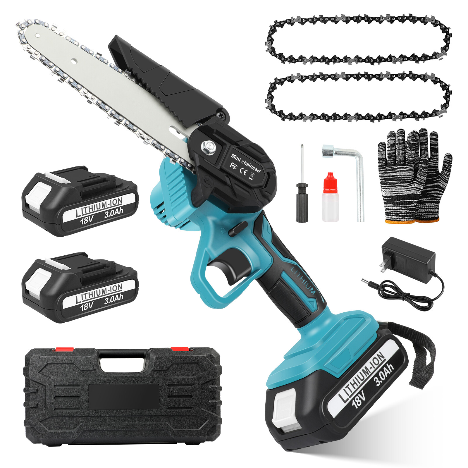 6 inch Electric Mini chainsaw Cordless Handheld Chain Saw 2 Battery for ...