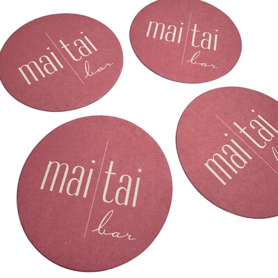 Royal Hawaiian Mai Tai Bar Pink Cardboard Coasters Waikiki Honolulu Tiki Bar