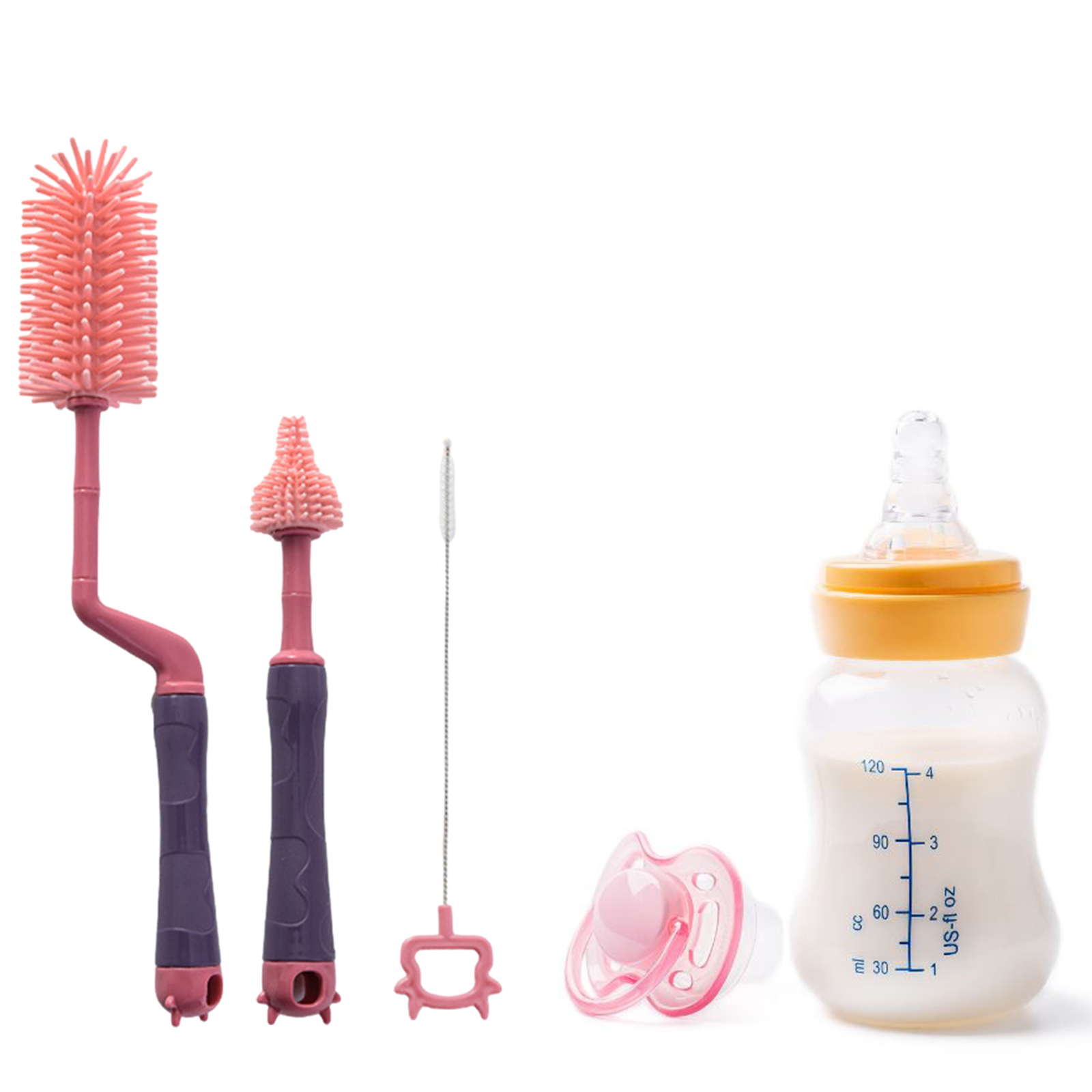 Baby Bottle Cleaning Brush Set 360° Silicone Bristle Milk Bottle Cleaning Brush eBay