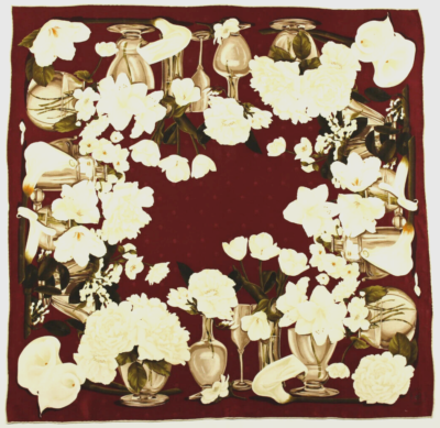 Foulard Vintage MANTERO En Soie – Motif Cheval – Multicolore – Fait Main – Italie