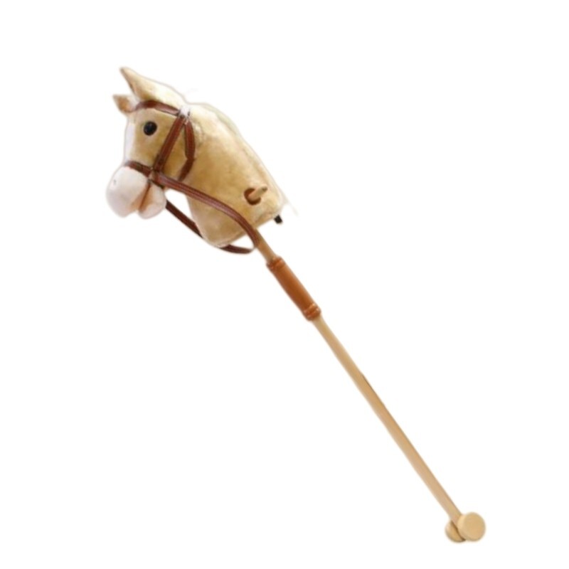 Musical Plush Horse Head Stick with wheel Safe Soft Sturdy Wooden Pole