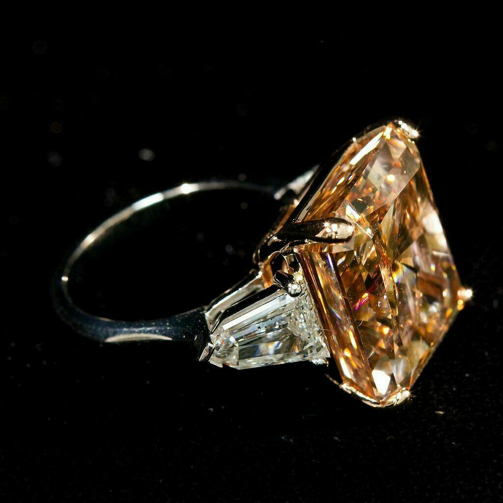 14k White Gold Plated Emerald Cut Lab Created Chocolate Diamond Engagement Ring eBay