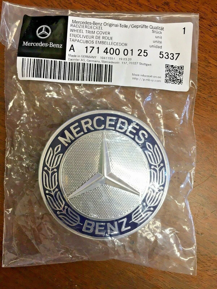 GENUINE OEM Set of 4 Mercedes Royal Blue Center Hub Cap for Alloy Wheel - Image 3 of 4