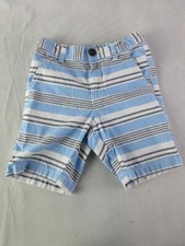 GYMBOREE BLUE/GRAY/WHITE STRIPED COTTON SHORTS BOYS 6 EUC