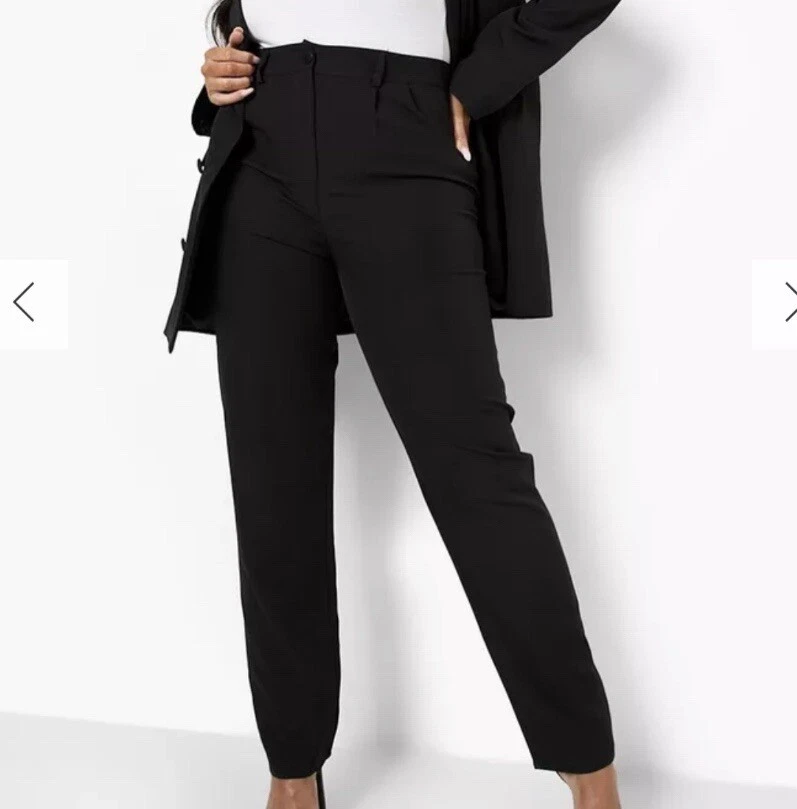 Boohoo Black Plus Tailored Suit Trousers Pants Size US 18 NWT!