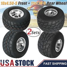 2x Front 10x4.50-5 Rear 11x7.10-5 5" Wheel Tyre Rim For Go Kart Cart ATV Buggy