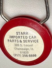 Vintage Champaign Illinois Starr Imported Car Parts Service Auto Motors Keychain