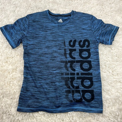 Adidas Boys Sz Small Blue Casual Activewear Short Sleeve Top Shirt Crew Neck - Picture 2 of 9