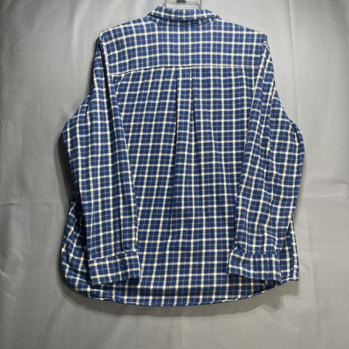 St. John's Bay Shirt Extra Large Button Up Flannel Plaid Long Sleeve Soft Blue - Picture 8 of 8