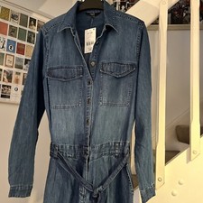 DENIM jumpsuit by NEXT. BNWT. Size 8. Buttons, zip, pockets, belt.