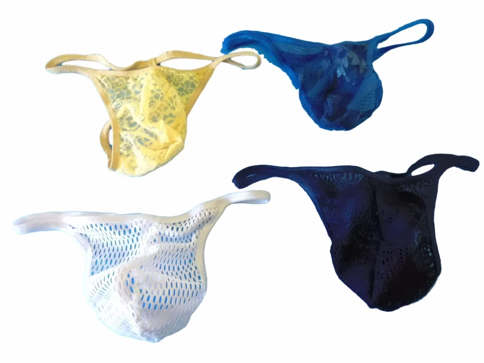 Men's BRAZILIAN G String Thong Back Choice Sheer Lace Blue 1 day Shipping   - Image 2 of 2