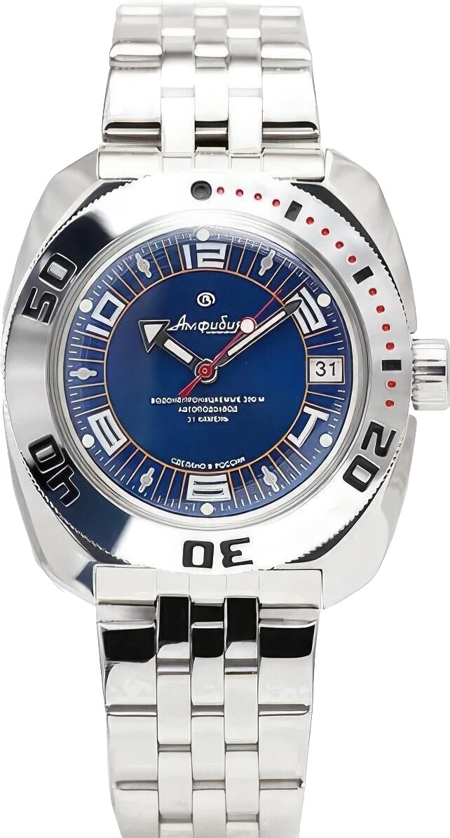 Caja de acero inoxidable deporte relojes de pulsera Vostok Amphibia