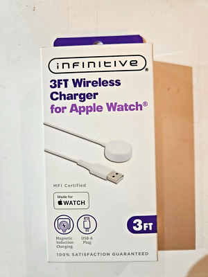 Apple Watch Wireless Charger Infinitive 3Ft  for  with USB-A Plug White