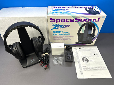 ZENITH SPACE SOUND WIRELESS STEREO OVER EAR HEADPHONES 900 MHz ZEN801 VINTAGE