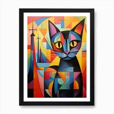 Cat Abstract Pop Art 1 Art Print Framed Wall Art Poster Canvas Print Picture