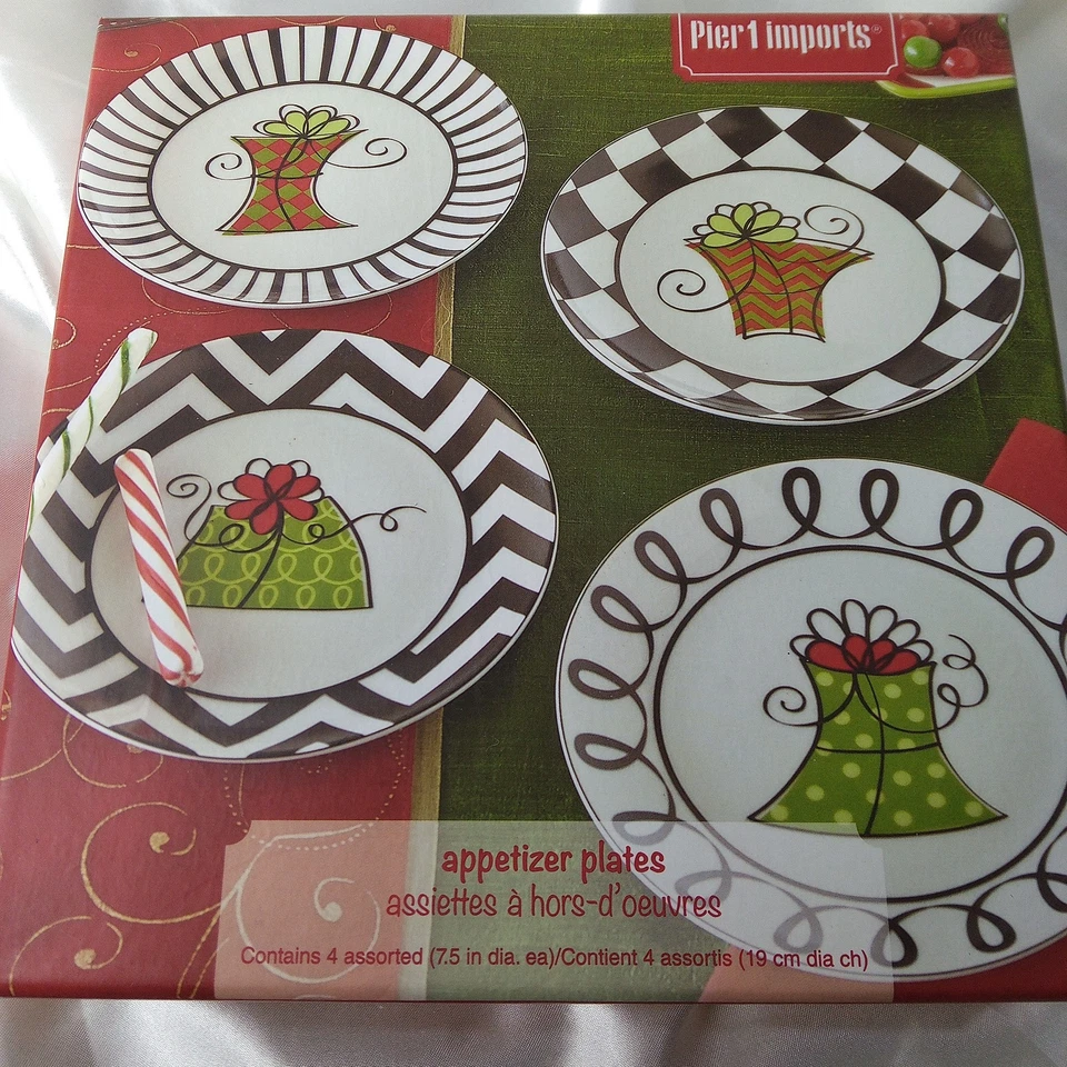 JUEGO DE 4 PLATOS APERITIVOS GOLOSINAS NAVIDAD MUELLE 1 IMPORTACIONES Foto 4 de 4