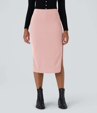 NWT Halara Ribbed High Waisted Bodycon Midi Casual Skirt Mellow Rose Size Medium