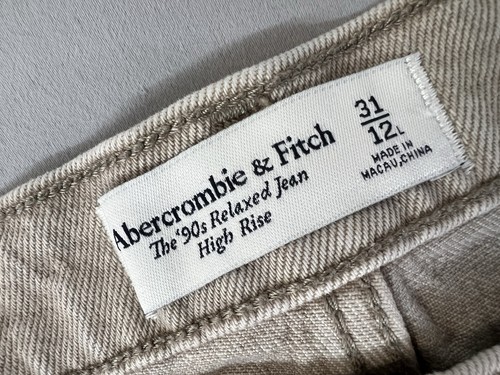 Abercrombie & Fitch Jeans Womens 31/12 Long Beige 90s Relaxed High Rise Y2K - Picture 8 of 12