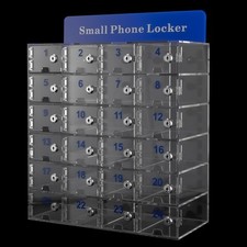 24 Slots Acrylic Cell Phone Lock Box W/ Locks Keys Cell Phones Storage Cabinet