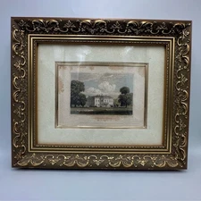 Gold Framed Etching Art Print Cokethorpe Place in West Oxfordshire J.P. Neale