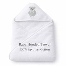 Baby Hooded Towel White 100% Egyptian Cotton Soft Newborn Bath TowelBaby Hooded