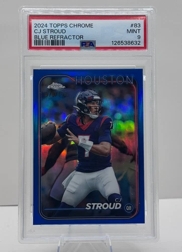 CJ Stroud 2024 Topps Chrome Blue Refractor 70/150 PSA 9 + bonus CJS Rookie card