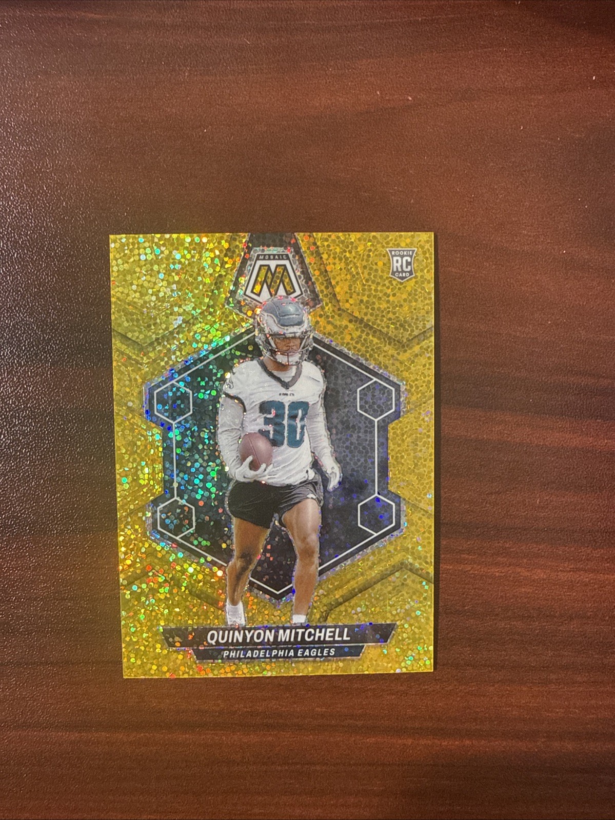 2024 Panini Mosaic Quinyon Mitchell Rookie Gold Sparkle Prizm 14/24 RC SSP #322