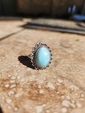 Sterling Silver Oval Shaped Larimar Ring Size 7.5