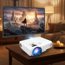 Portable 1080P Mini Projector with 200-Inch Screen  Two-Way Bluetooth for Mo...