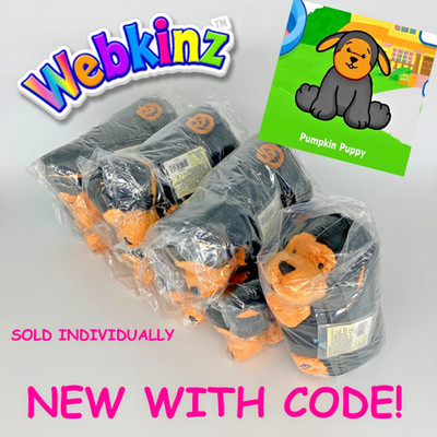 NEW NWT GANZ Webkinz Pumpkin Puppy HM653 Sealed Code Plush With Tags
