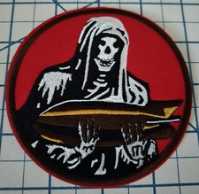 GRIM-REAPER with BOMB Embroidered Iron-On Patch Cartoon Biker Motorcycle Bike