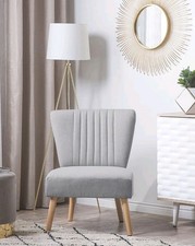 Image of BELIANI ARMCHAIR VAASA FABRIC LIGHT GREY - ITEM NO. 2497