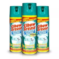 3 x Elbow Grease Bathroom Mousse Foam Spray 400ml Lemon Fragrance 7.91 per litre