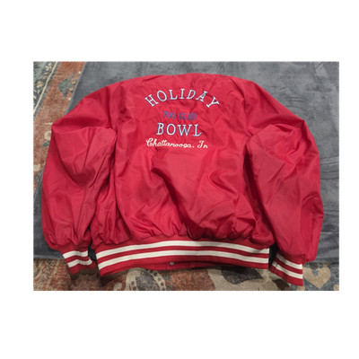 King Louie Red Snap-Front Bomber Jacket 2XL 52'' Chest Lined Embroidered Logo