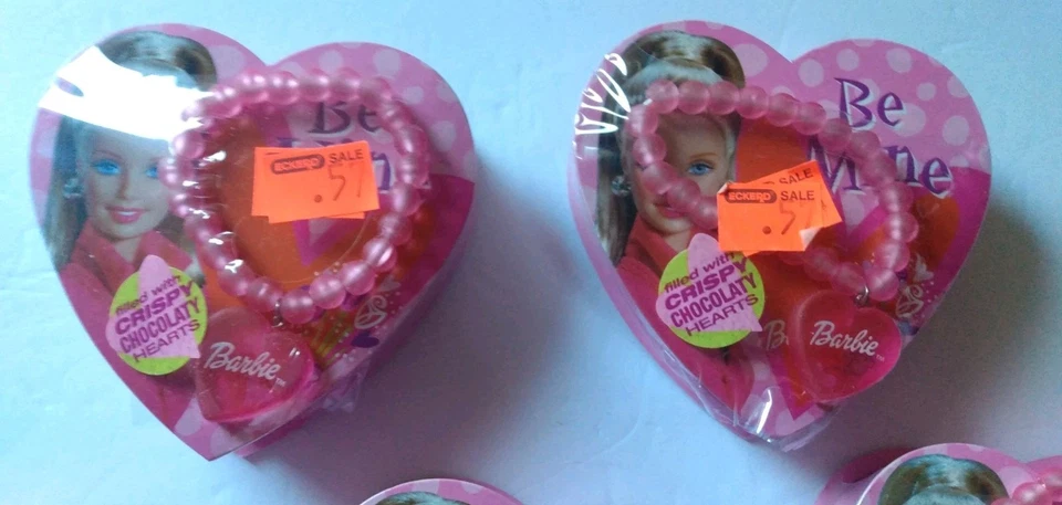 Vintage 8 Barbie Pink Pendant Bracelet Frankford Candy Heart Box 2001, Sealed - Image 3 of 4
