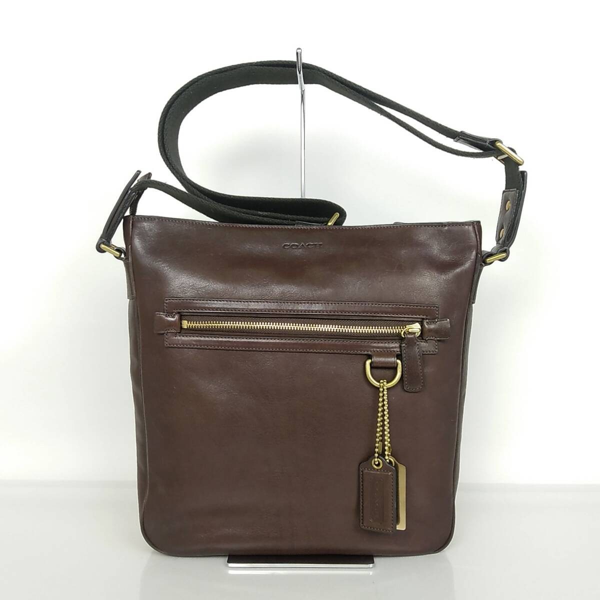 74B121 Genuine Leather Coach Shoulder Bag in Rich Brown