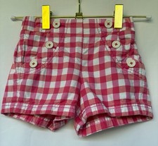 Mini Boden Girls  Size 4 Pink And Red Gingham Button-Detail Shorts