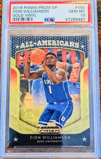 2019-20 Panini Prizm Zion Williamson Gold Vinyl Rookie #100 3/5 PSA 10
