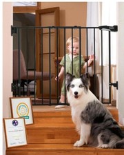 Babelio Baby/Pet Gate-No Bottom Bar-Hardware Mount-Black-26-43" W, 28" H