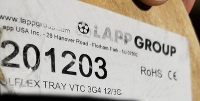 Lapp Kabel 201203 12/3C OLFLEX Tray VTC Flexible Tray Cable TC-ER Black /25ft