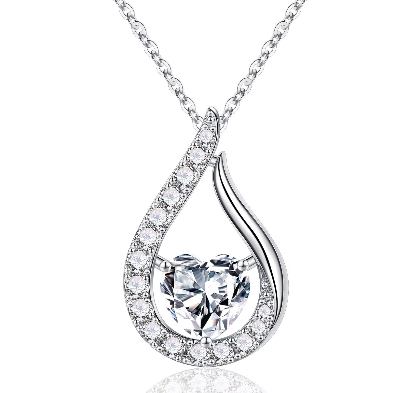 April Birthstone Simulated Diamond Sterling Silver Necklace for Women