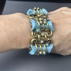 1950's Costume Vintage Selro Selini Turquiose Pearl Lucite Jewelry Bow Bracelet