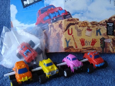 1991 MCDONALD'S HAPPY MEAL TOYS MIGHTY MINI 4x4 - 5 TOYS & MEAL BOX