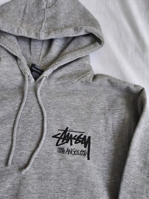 Stussy Los Angeles Chapter Pullover Hoodie Size XL Grey Cut Tag