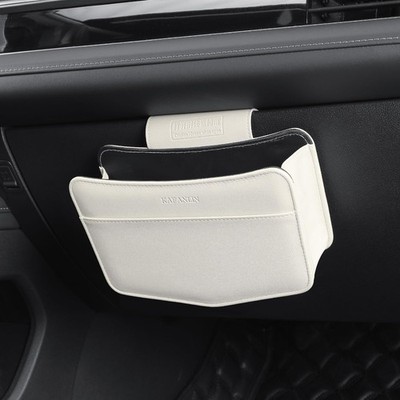 KAFANLIN Car Trash Can Small Leather Vehicle Bin Small, white 