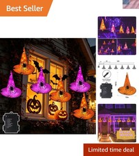 Decorate Your Halloween with 14 FT 6 Pcs Lighted Witch Hats Timer Function