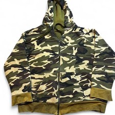 Vintage thermal lined Camo full zip up hoodie sweatshirt size large
